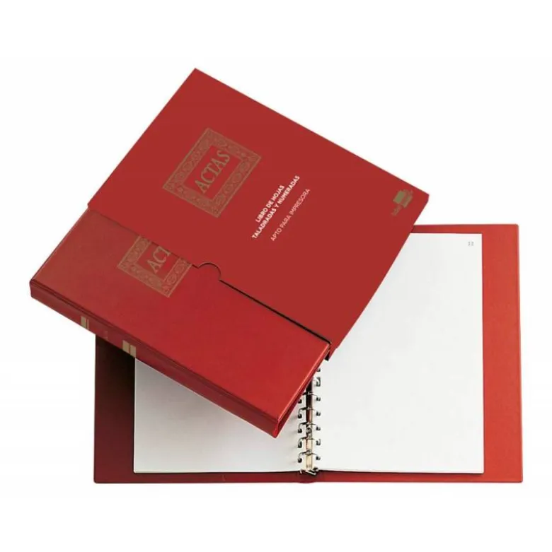 LIBRO LIDERPAPEL DIN A4 ACTAS 30 ANILLAS CON 100 HOJAS MOVIBLES TALADRADAS Y NUMERADAS COLOR BURDEOS