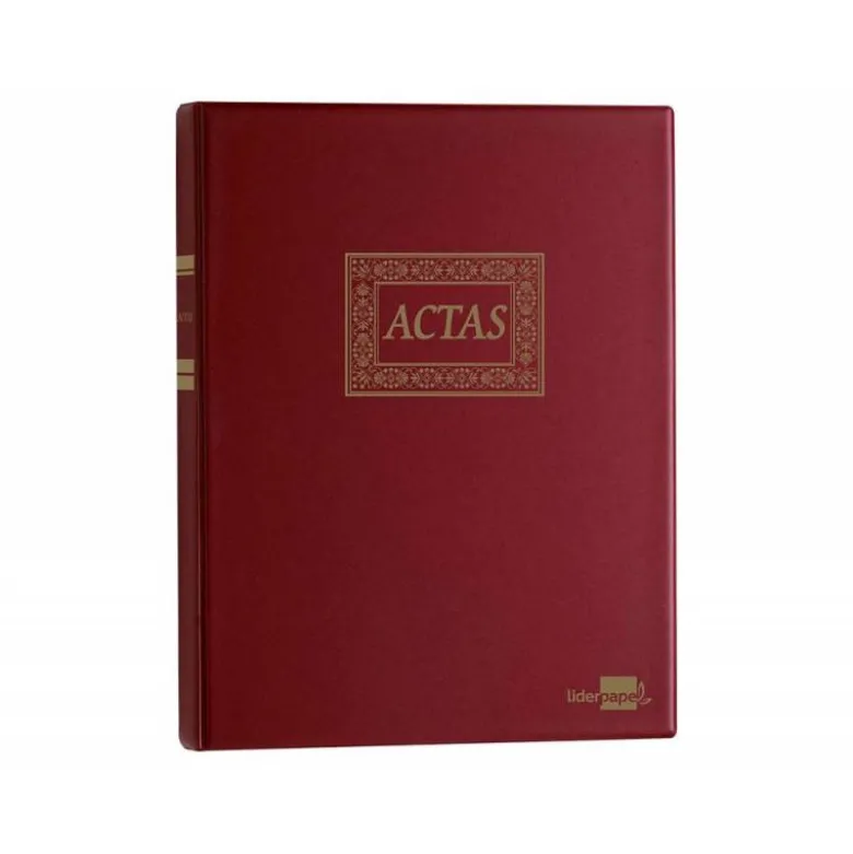 LIBRO LIDERPAPEL DIN A4 ACTAS 30 ANILLAS CON 100 HOJAS MOVIBLES TALADRADAS Y NUMERADAS COLOR BURDEOS