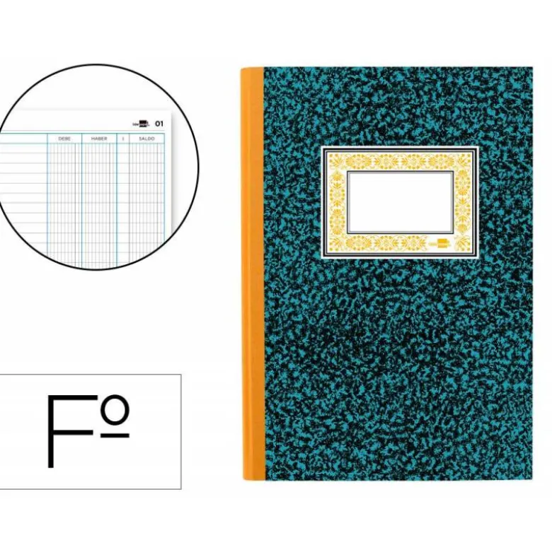 LIBRO LIDERPAPEL FOLIO CARTONE 100 HOJAS CUENTAS CORRIENTES DEBE HABER Y SALDO