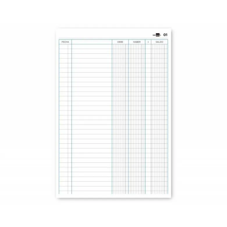 LIBRO LIDERPAPEL FOLIO CARTONE 100 HOJAS CUENTAS CORRIENTES DEBE HABER Y SALDO
