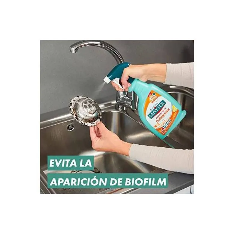 LIMPIADOR DESINFECTANTE SANYTOL PARA COCINAS CON PISTOLA PULVERIZADORA BOTE DE 750 ML