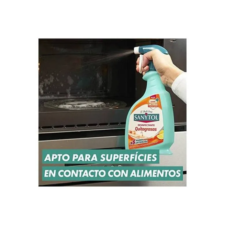 LIMPIADOR DESINFECTANTE SANYTOL PARA COCINAS CON PISTOLA PULVERIZADORA BOTE DE 750 ML