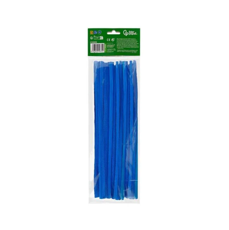 LIMPIAPIPAS DE CHENILLA LIDERPAPEL 30 CM COLOR AZUL MATE BOLSA DE 100 UNIDADES