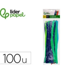 LIMPIAPIPAS DE CHENILLA LIDERPAPEL 30 CM COLORES MATE SURTIDOS BOLSA DE 100 UNIDADES