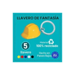LLAVERO CASCO DE SEGURIDAD ACRILICO RECICLADO PACK DE 5 UNIDADES COLORES SURTIDOS