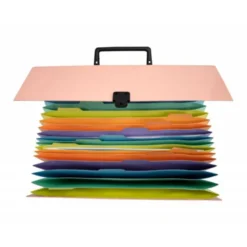 MALETIN EXACOMPTA AQUAREL CON FUELLE CARTON FORRADO 18 DEPARTAMENTOS COLORES SURTIDOS