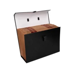MALETIN LIDERPAPEL CON FUELLE Y ASA CARTON FORRADO 19 DEPARTAMENTOS 255X390X120 MM COLOR NEGRO