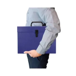 MALETIN LIDERPAPEL CON FUELLE Y ASA CARTON FORRADO 19 DEPARTAMENTOS 255X390X120 MM COLOR AZUL