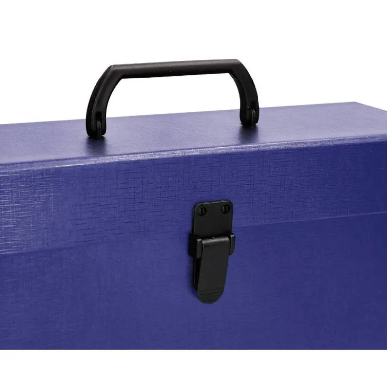 MALETIN LIDERPAPEL CON FUELLE Y ASA CARTON FORRADO 19 DEPARTAMENTOS 255X390X120 MM COLOR AZUL