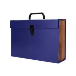 MALETIN LIDERPAPEL CON FUELLE Y ASA CARTON FORRADO 19 DEPARTAMENTOS 255X390X120 MM COLOR AZUL