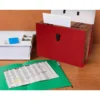MALETIN LIDERPAPEL CON FUELLE Y ASA CARTON FORRADO 19 DEPARTAMENTOS 255X390X120 MM COLOR ROJO