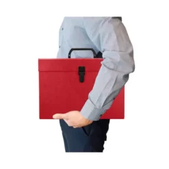 MALETIN LIDERPAPEL CON FUELLE Y ASA CARTON FORRADO 19 DEPARTAMENTOS 255X390X120 MM COLOR ROJO