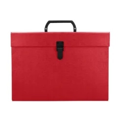 MALETIN LIDERPAPEL CON FUELLE Y ASA CARTON FORRADO 19 DEPARTAMENTOS 255X390X120 MM COLOR ROJO