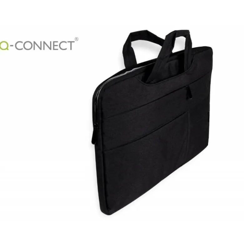 MALETIN PARA PORTATIL Q-CONNECT 15,6" CON ASAS RETRACTILES CREMALLERA 3 BOLSILLOS EXTERIORES NEGRO
