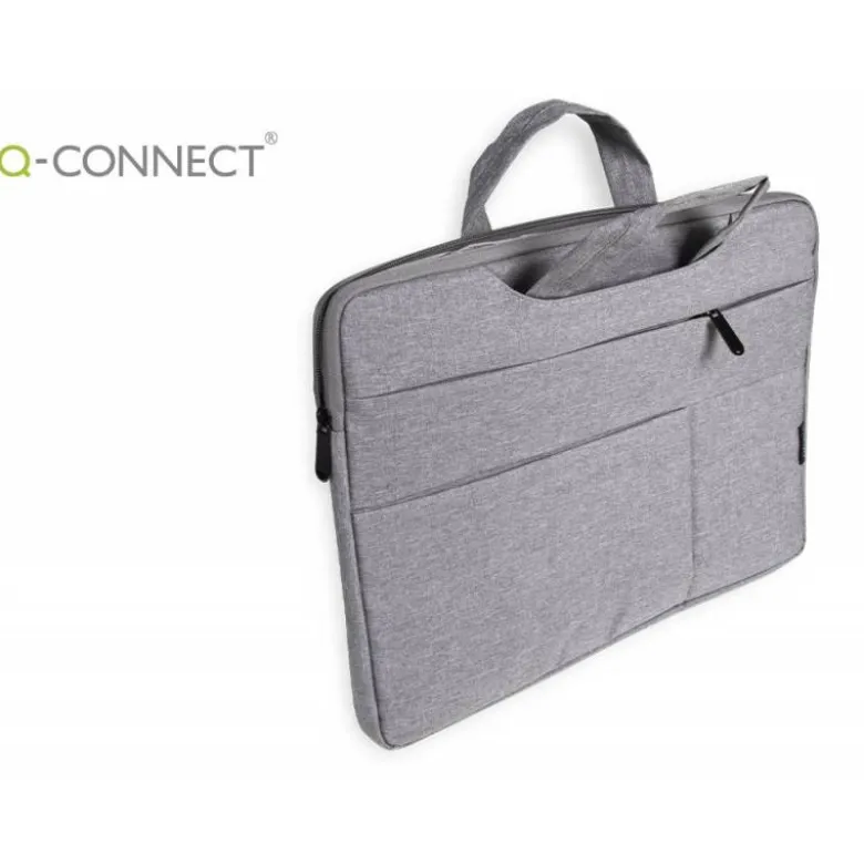 MALETIN PARA PORTATIL Q-CONNECT 15,6" CON ASAS RETRACTILES CREMALLERA 3 BOLSILLOS EXTERIORES GRIS