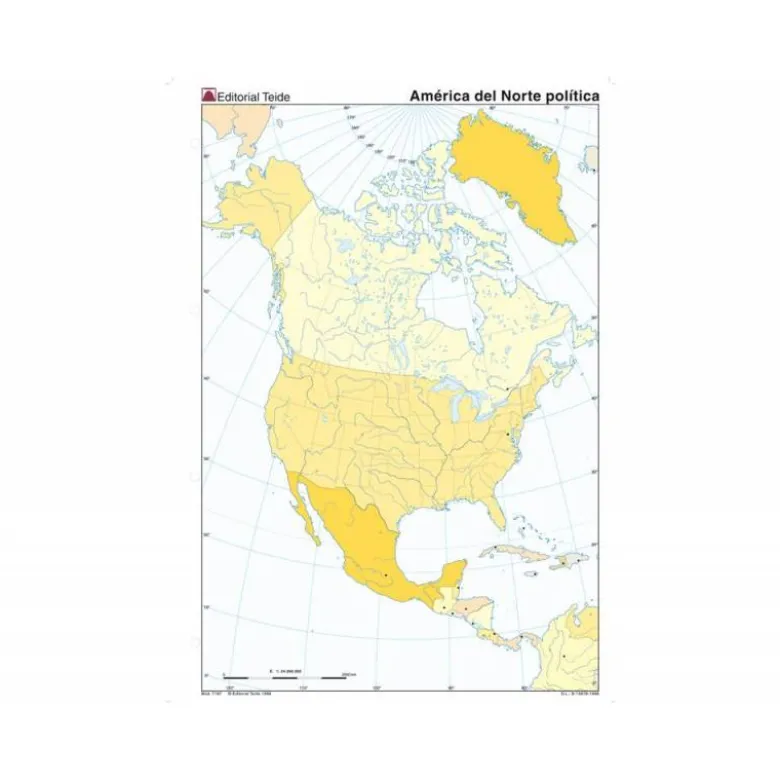 Mapa mudo de America del Norte politico