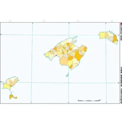 Mapa Mudo de Islas Baleares DIN A4 Político Color