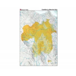 Mapa mudo físico Castilla La Mancha Tamaño Din A4