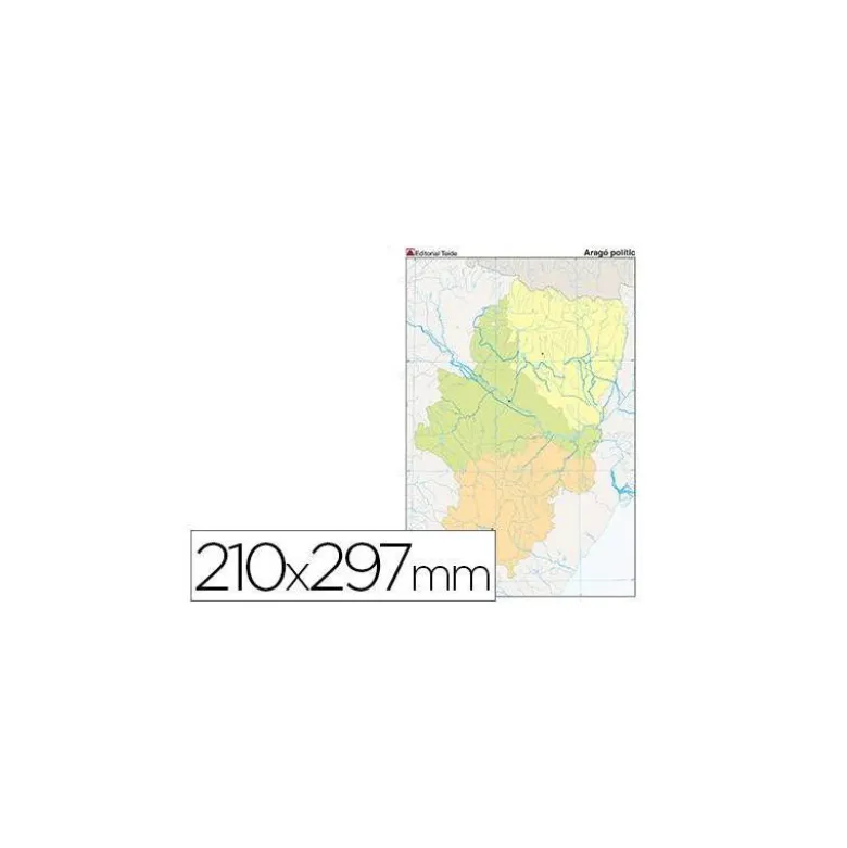 Mapa mudo político Aragón Tamaño Din A4