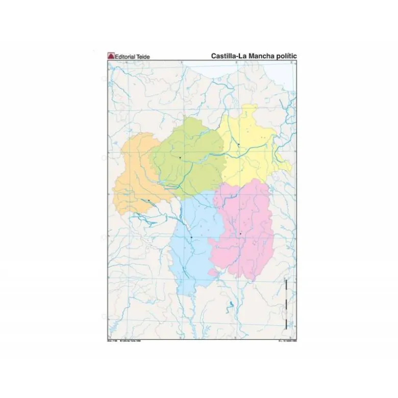 Mapa mudo político Castilla La Mancha Tamaño Din A4
