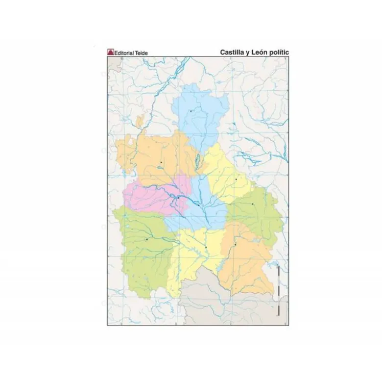 Mapa mudo político Castilla León Tamaño Din A4