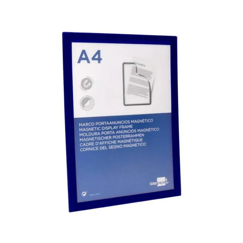 MARCO PORTA ANUNCIOS LIDERPAPEL MAGNETICO DIN A4 DORSO ADHESIVO REMOVIBLE COLOR AZUL