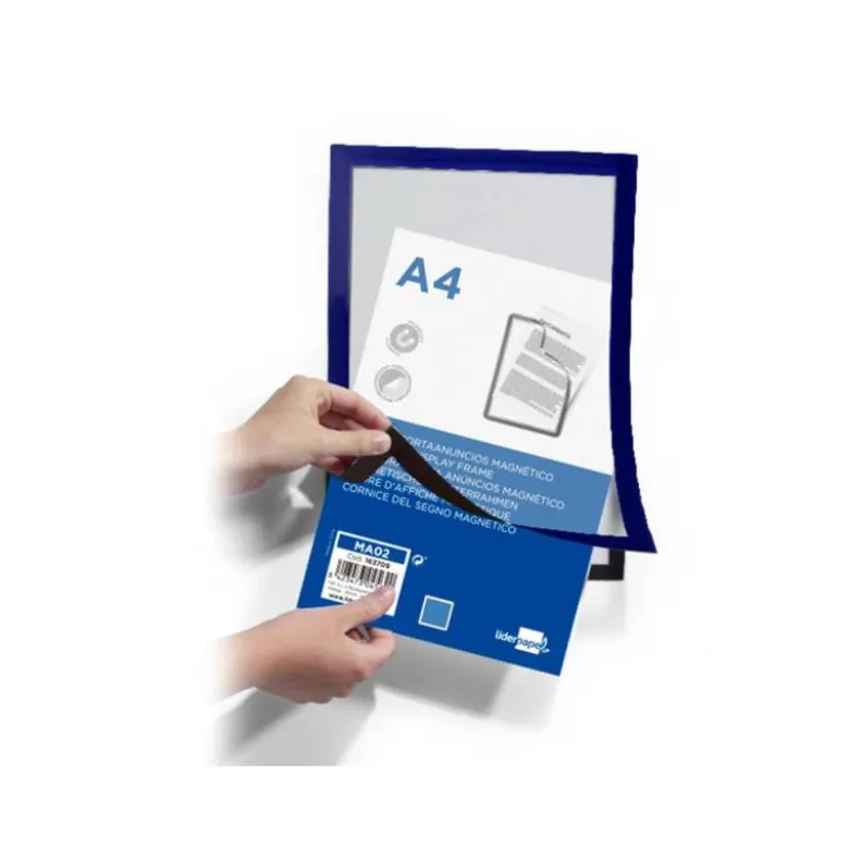 MARCO PORTA ANUNCIOS LIDERPAPEL MAGNETICO DIN A4 DORSO ADHESIVO REMOVIBLE COLOR AZUL
