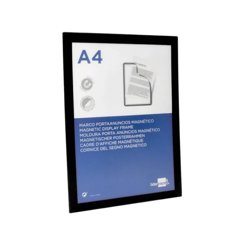 MARCO PORTA ANUNCIOS LIDERPAPEL MAGNETICO DIN A4 DORSO ADHESIVO REMOVIBLE COLOR NEGRO