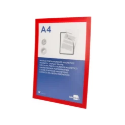 MARCO PORTA ANUNCIOS LIDERPAPEL MAGNETICO DIN A4 DORSO ADHESIVO REMOVIBLE COLOR ROJO