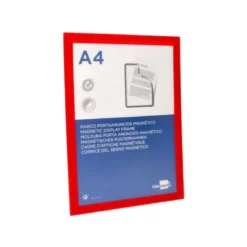 MARCO PORTA ANUNCIOS LIDERPAPEL MAGNETICO DIN A4 DORSO ADHESIVO REMOVIBLE COLOR ROJO