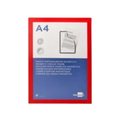 MARCO PORTA ANUNCIOS LIDERPAPEL MAGNETICO DIN A4 DORSO ADHESIVO REMOVIBLE COLOR ROJO