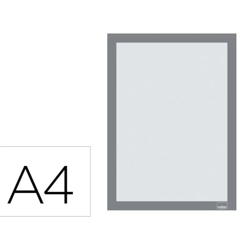 MARCO PORTA ANUNCIOS NOBO DIN A4 MARCO MAGNETICO AUTOADHESIVO COLOR PLATA PACK DE 2 UNIDADES