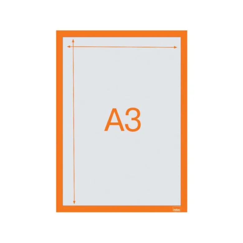 MARCO PORTA ANUNCIOS NOBO DIN A3 MARCO MAGNETICO AUTOADHESIVO COLOR NARANJA PACK DE 2 UNIDADES