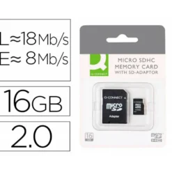 Memoria Flash USB Micro SDHC Q-connect 16GB con adaptador