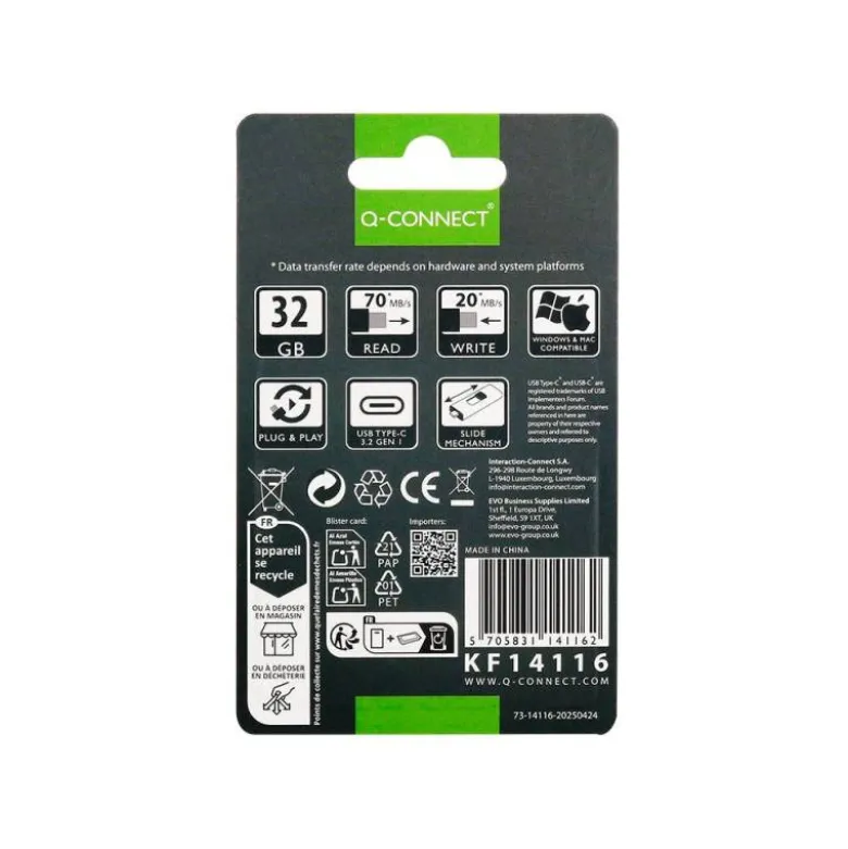 MEMORIA USB Q-CONNECT FLASH DRIVE 32 GB 3.2 TIPO C