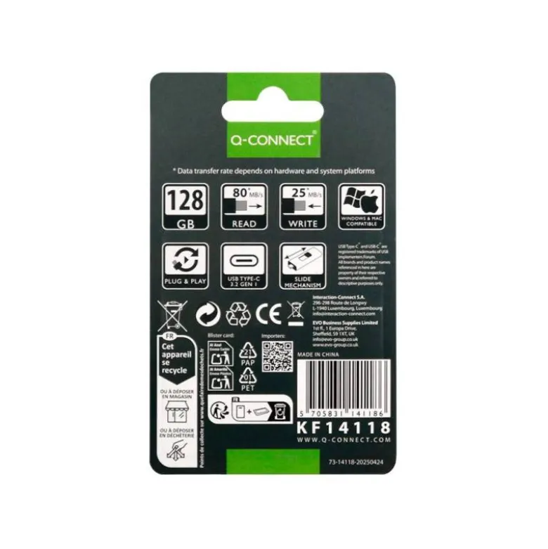 MEMORIA USB Q-CONNECT FLASH DRIVE 128 GB 3.2 TIPO C
