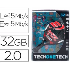 MEMORIA USB TECH ON TECH PENDRIVE 32GB RAQUETA PADEL ROJA