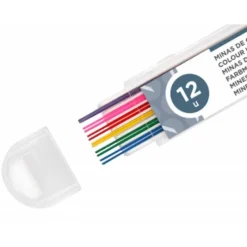 Minas Liderpapel de 0,5 mm. Estuche de 12 minas. Colores surtidos