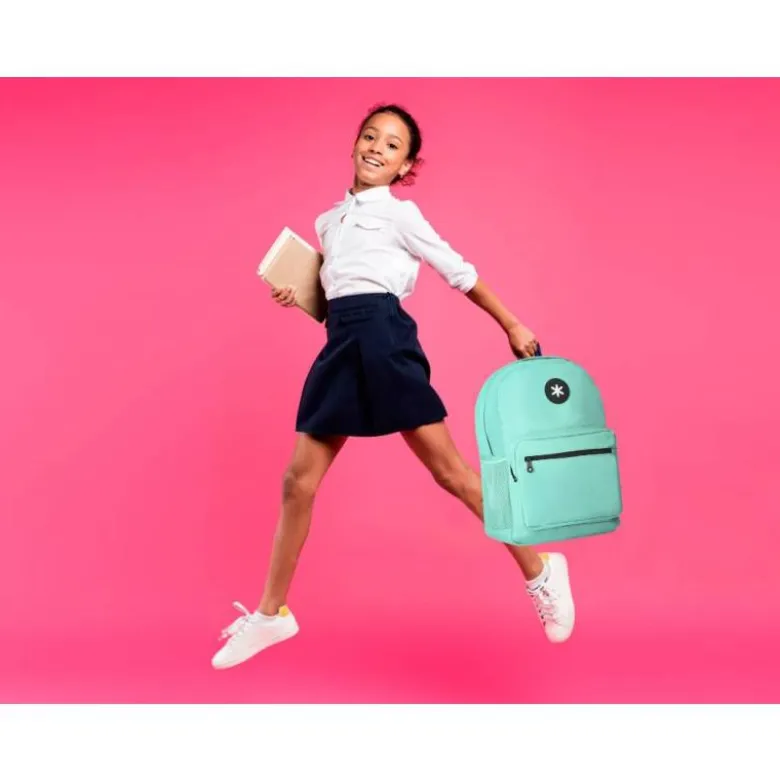MOCHILA ANTARTIK CON ASA Y BOLSILLO FRONTAL CON CREMALLERA COLOR VERDE MENTA 320X140X430 MM