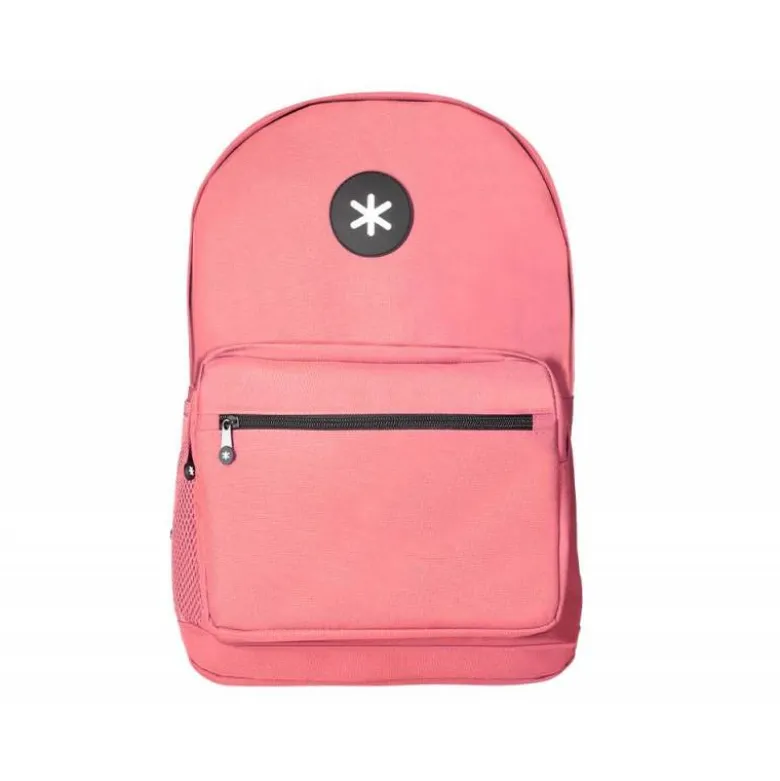 MOCHILA ANTARTIK CON ASA Y BOLSILLO FRONTAL CONCREMALLERA COLOR CORAL 320X140X430 MM