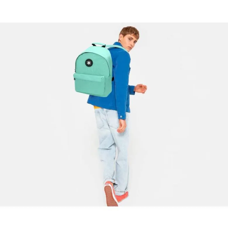 MOCHILA ANTARTIK CON ASA Y BOLSILLOS CON CREMALLERA COLOR VERDE MENTA 310X160X410 MM