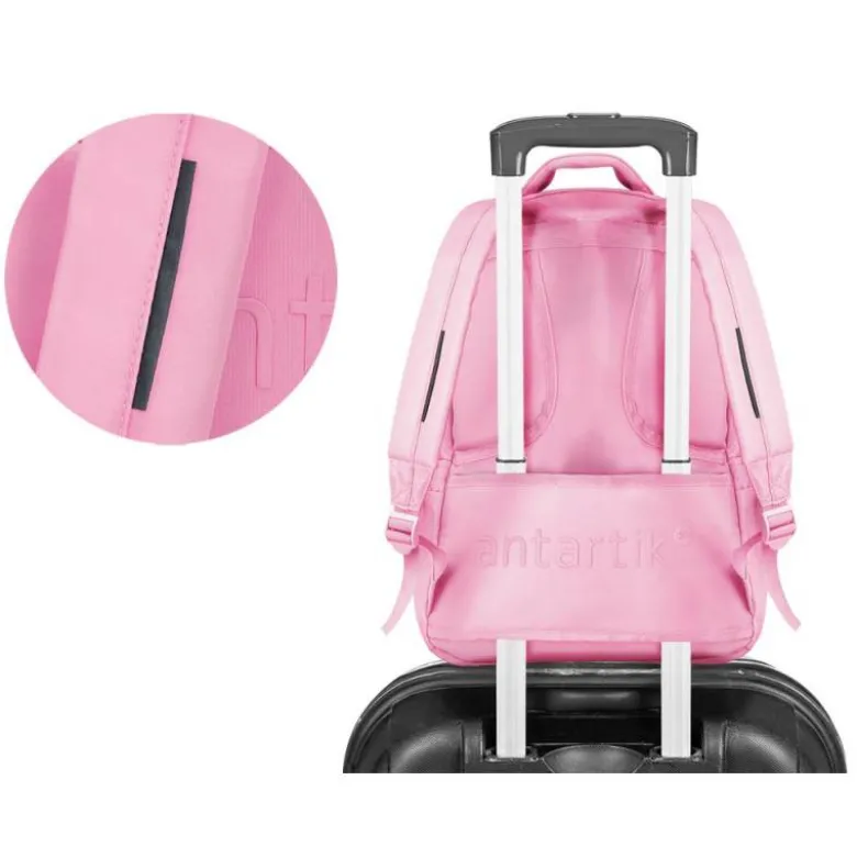 MOCHILA ANTARTIK MULTIBOLSILLO 19L COMPARTIMENTO PARA PORTATIL Y TABLET COLOR ROSA 450 X 160 X 300 MM