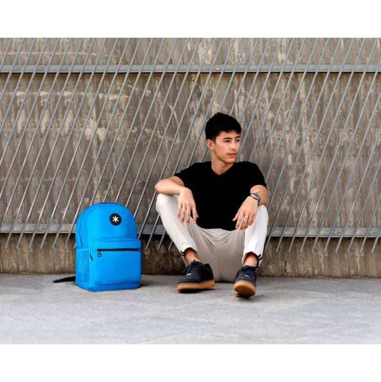 MOCHILA ESCOLAR ANTARTIK CON ASA Y BOLSILLO FRONTAL COLOR AZUL 320X140X430 MM