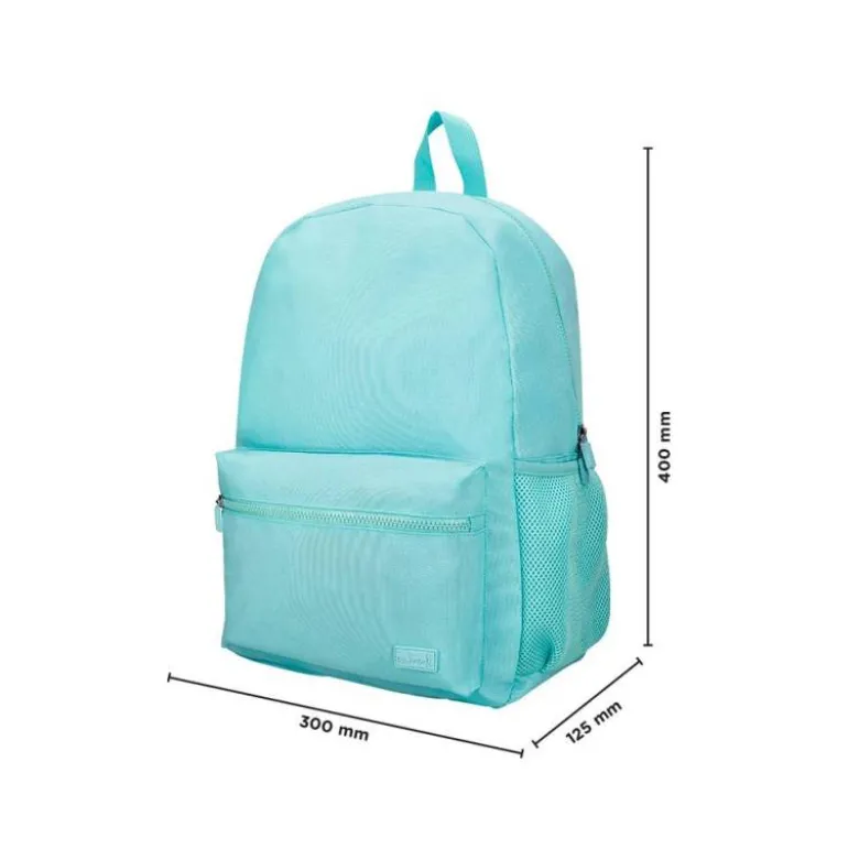 MOCHILA ESCOLAR LIDERPAPEL BOLSILLO LATERAL ELASTICO COLOR AZUL CELESTE 400X125X300