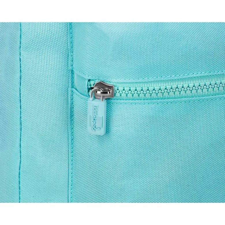 MOCHILA ESCOLAR LIDERPAPEL BOLSILLO LATERAL ELASTICO COLOR AZUL CELESTE 400X125X300