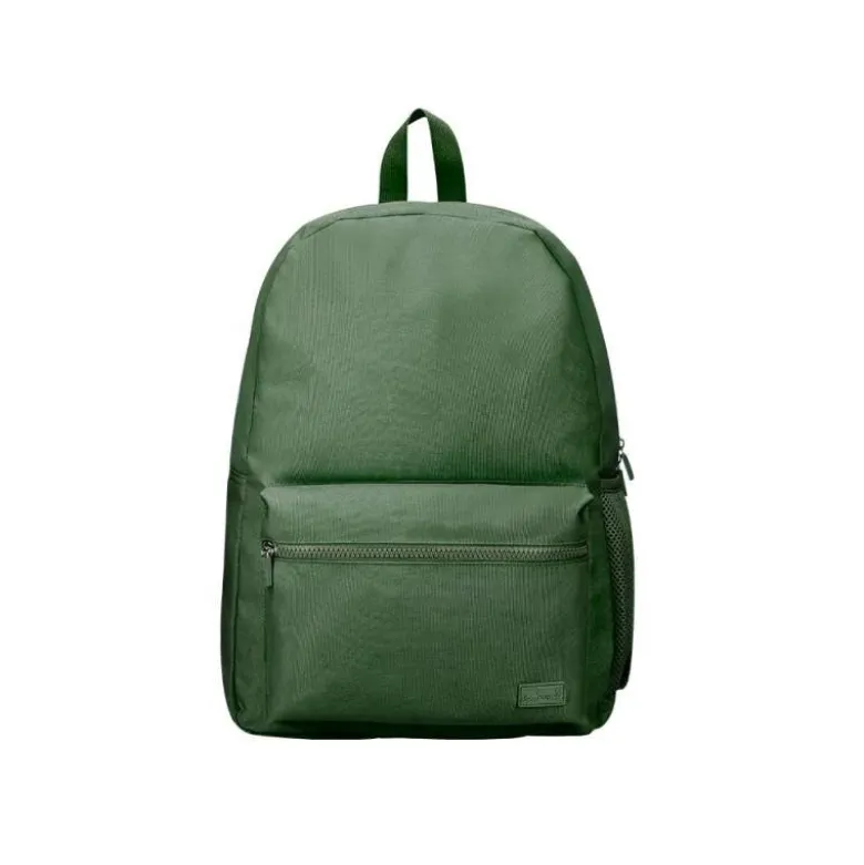 MOCHILA ESCOLAR LIDERPAPEL BOLSILLO LATERAL ELASTICO COLOR VERDE MILITAR 400X125X300