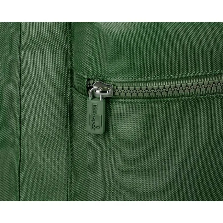 MOCHILA ESCOLAR LIDERPAPEL BOLSILLO LATERAL ELASTICO COLOR VERDE MILITAR 400X125X300