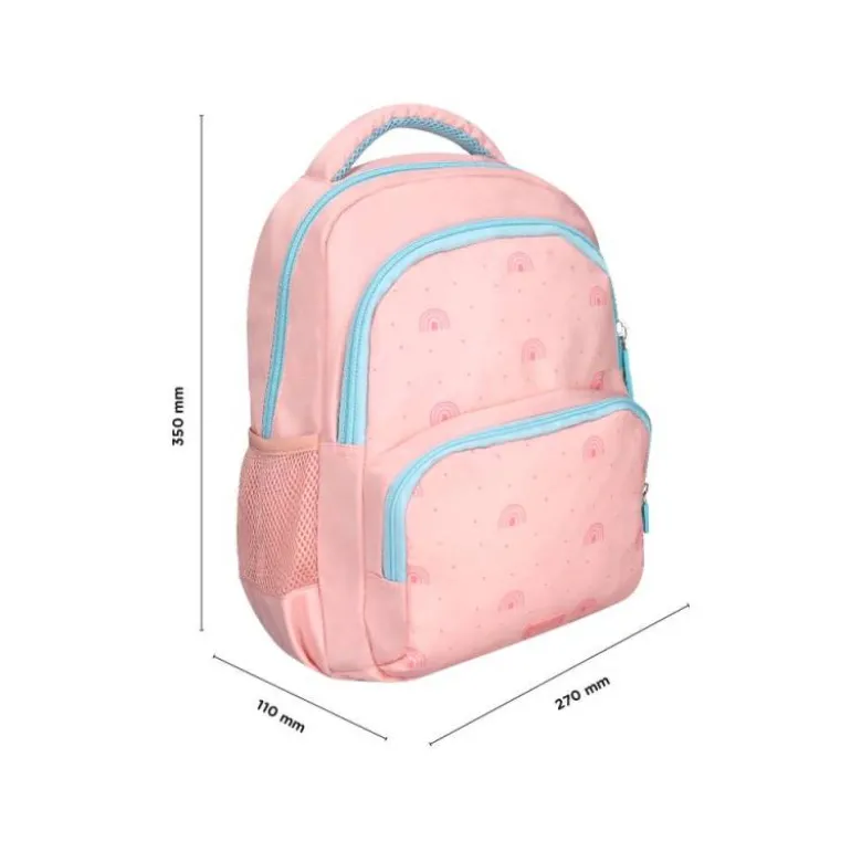 MOCHILA ESCOLAR LIDERPAPEL MULTIBOLSILLO INFANTIL RAINBOWS ROSA 350X110X270 MM