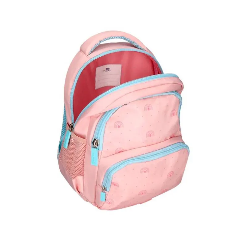 MOCHILA ESCOLAR LIDERPAPEL MULTIBOLSILLO INFANTIL RAINBOWS ROSA 350X110X270 MM
