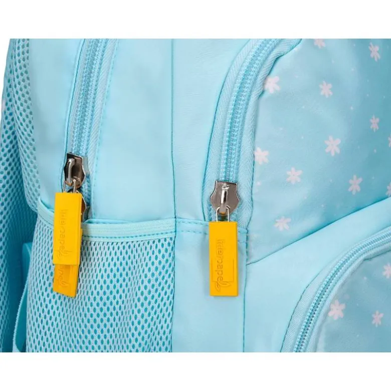 MOCHILA ESCOLAR LIDERPAPEL MULTIBOLSILLO INFANTIL FLOWERS AZUL 350X110X270 MM